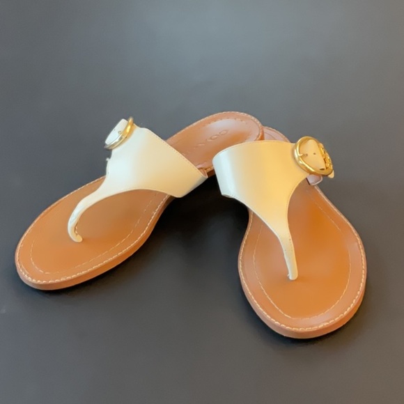 Coach Lesli leather sandal in Chalk size 6.5 - Picture 1 of 10